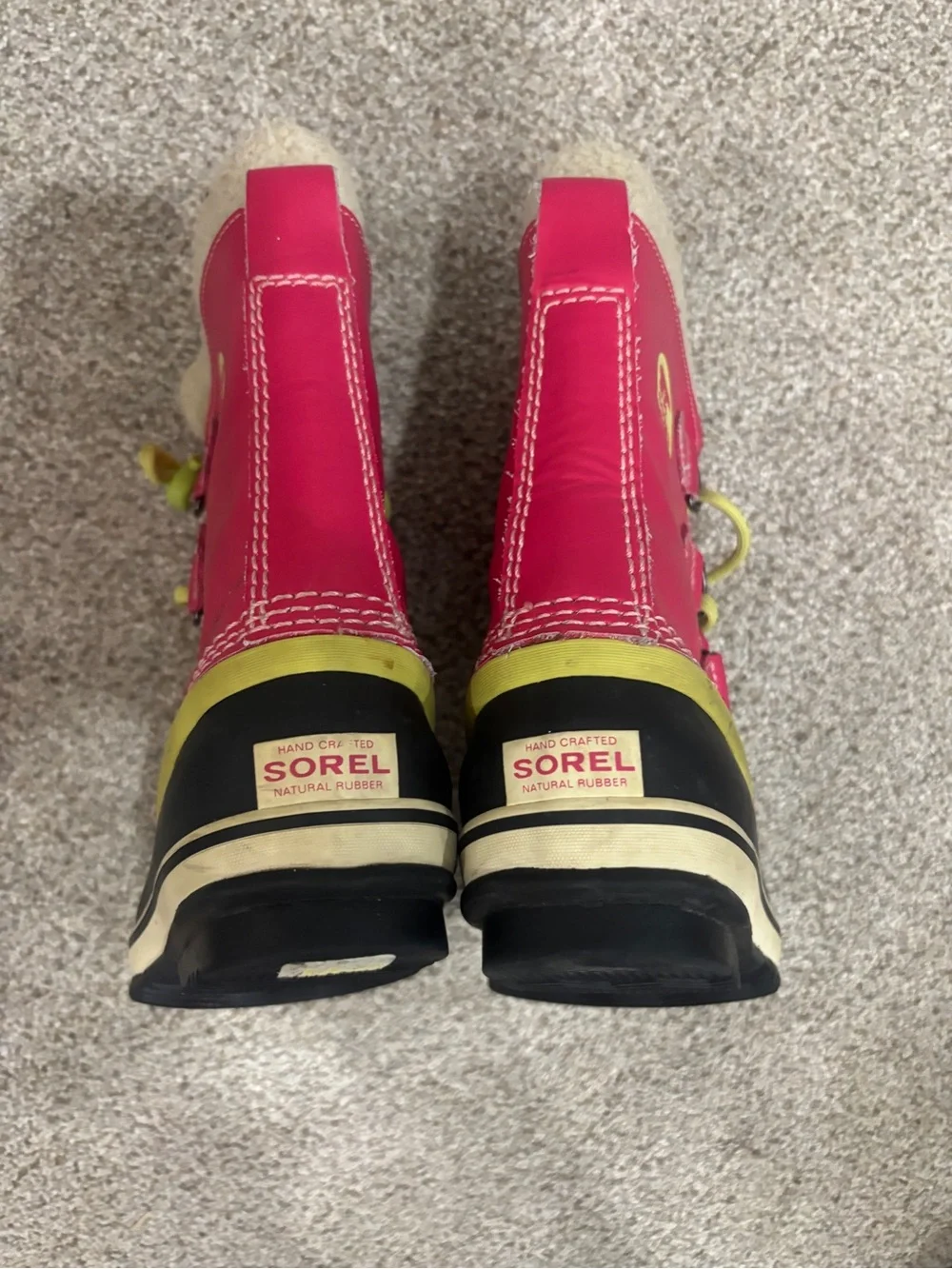 Sorel Girls Yoot Pac Hot Pink/Lime Snow Winter Boots Size 1
